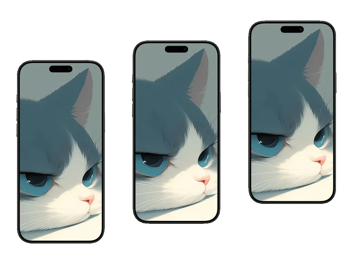蓝白猫咪 湛蓝眼眸 慵懒神态 插画风格 萌系 手机静态壁纸