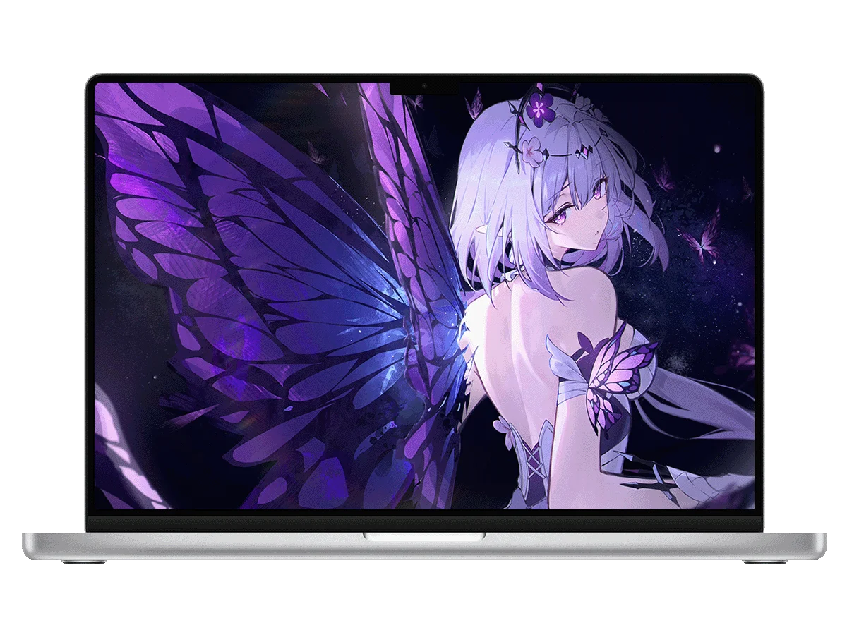 崩坏：星穹铁道 遐蝶 蝴蝶翅膀 暗紫星空 奇幻风格 神秘氛围 电脑壁纸