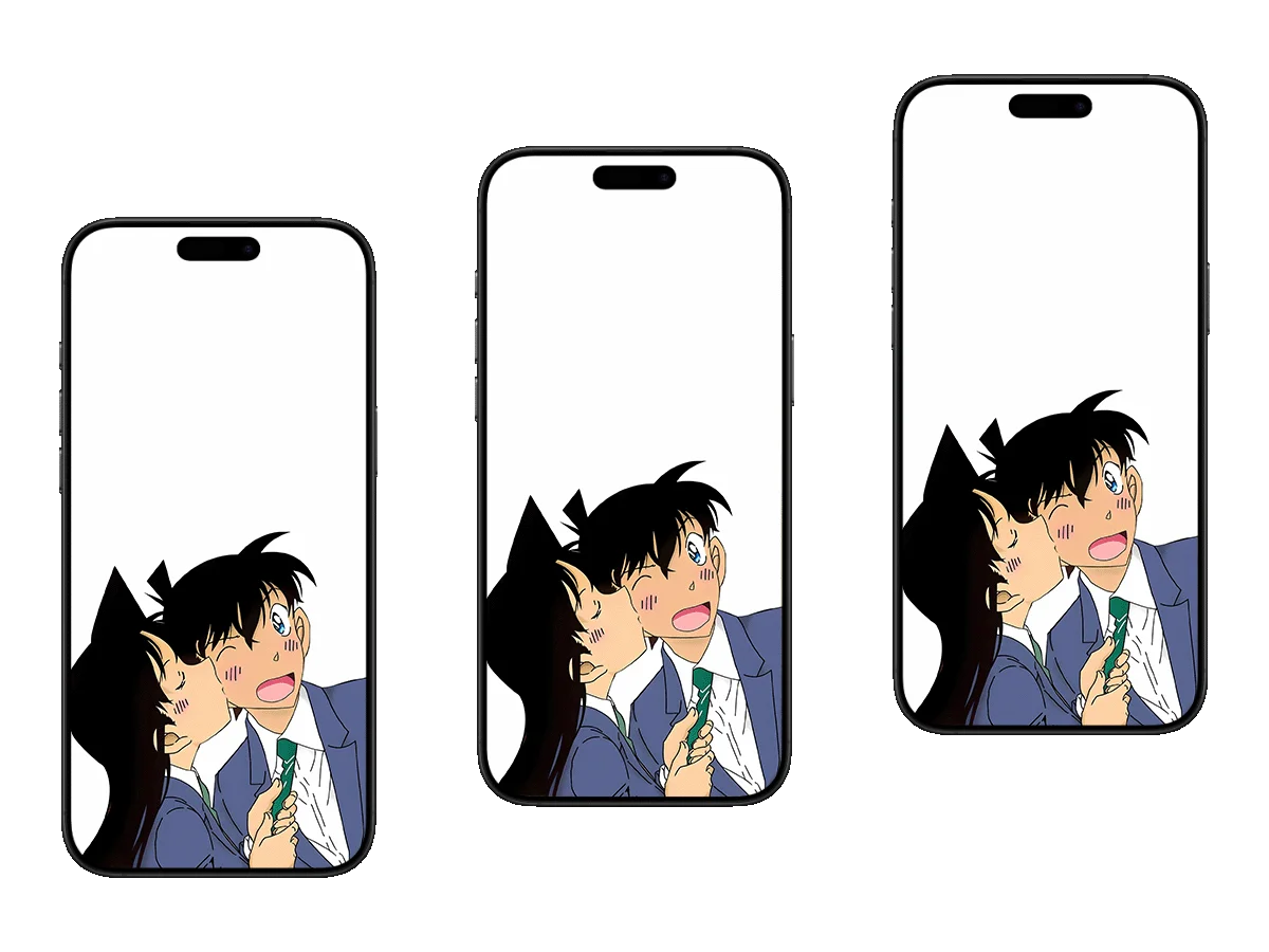 名侦探柯南 工藤新一 毛利兰 校服 甜蜜互动 手机壁纸