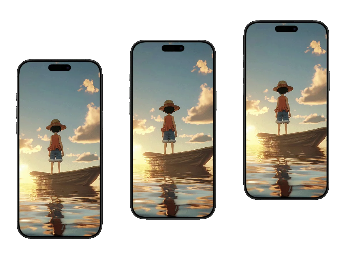 路飞 海贼王 小船 黄昏 白云 冒险启程 手机壁纸