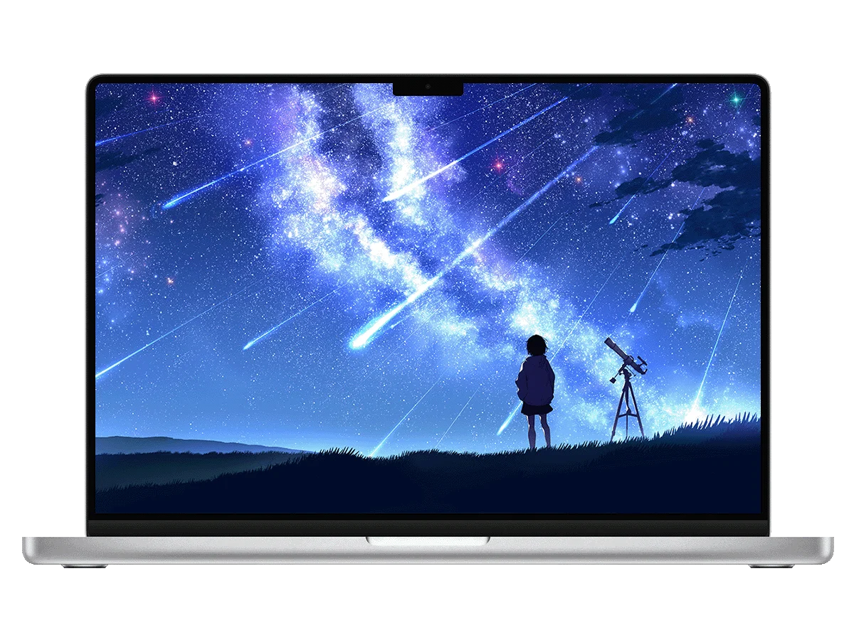 少女 星空 流星 草原 望远镜 治愈系 日漫风 电脑壁纸