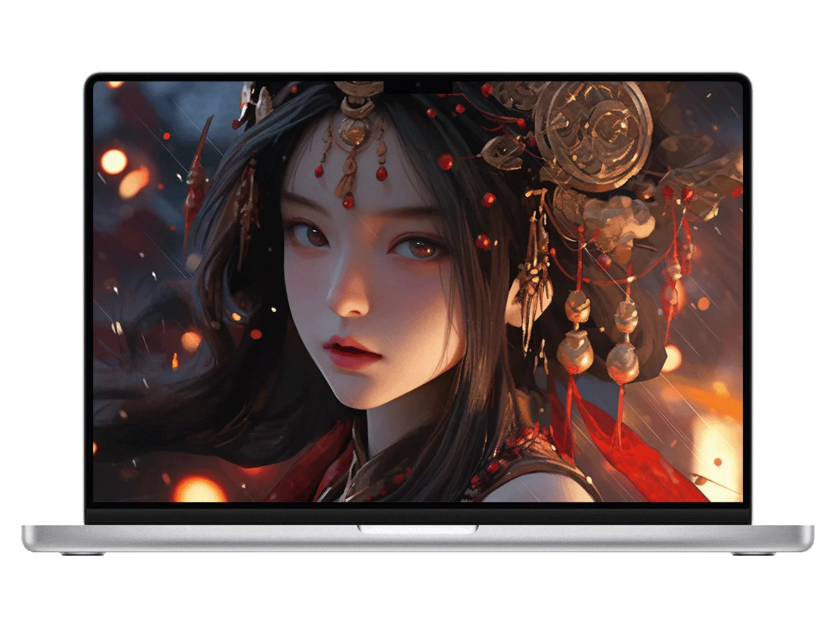 古风少女 红金头饰 流苏 国风新娘 华丽典雅 电脑壁纸