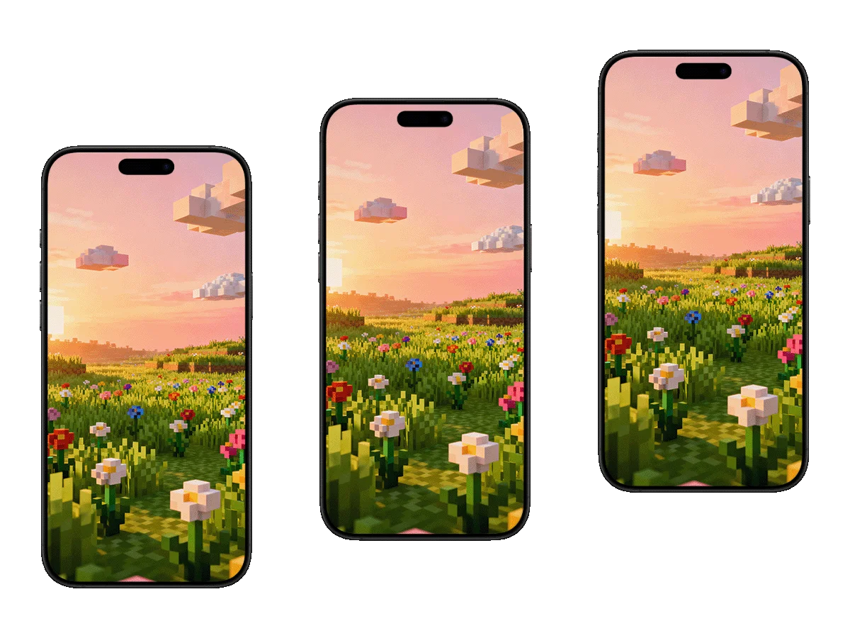 我的世界 像素风 花海 黄昏 方块云 治愈系 手机壁纸