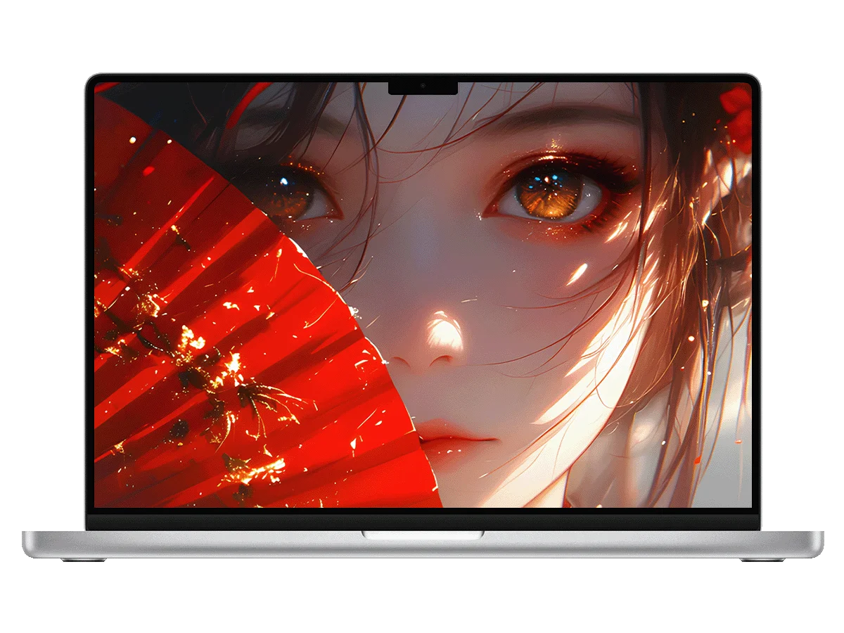 古风少女 红扇 金饰 国风插画 华丽典雅 电脑壁纸