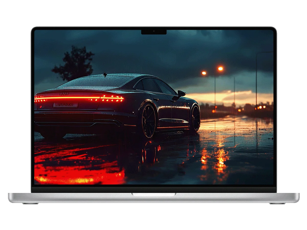 奥迪 轿车 雨夜 街灯 城市 炫酷 写实风 电脑动态壁纸