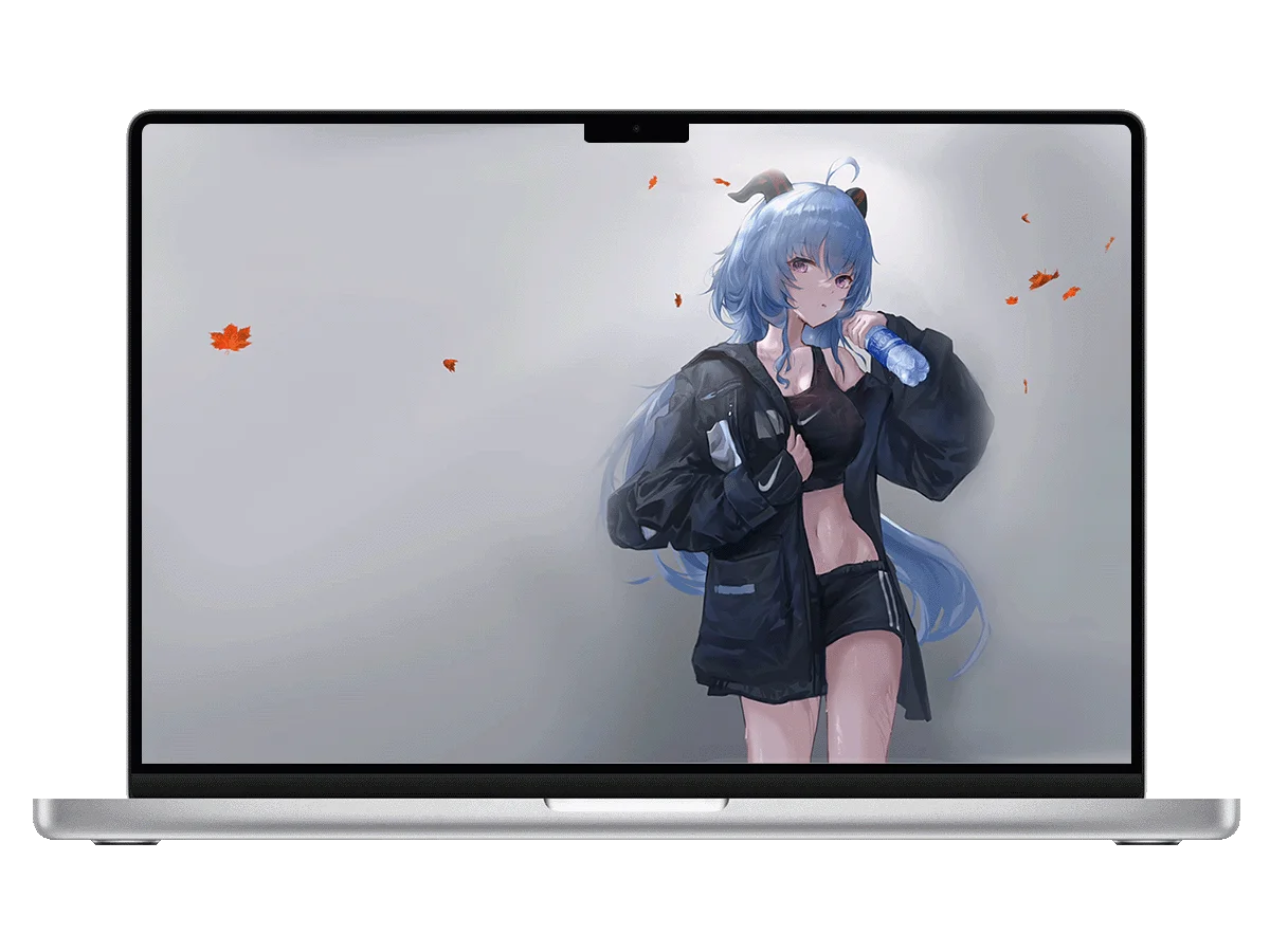 原神 甘雨 蓝发 运动装 水瓶 枫叶 运动风 二次元 活力感 电脑动态壁纸