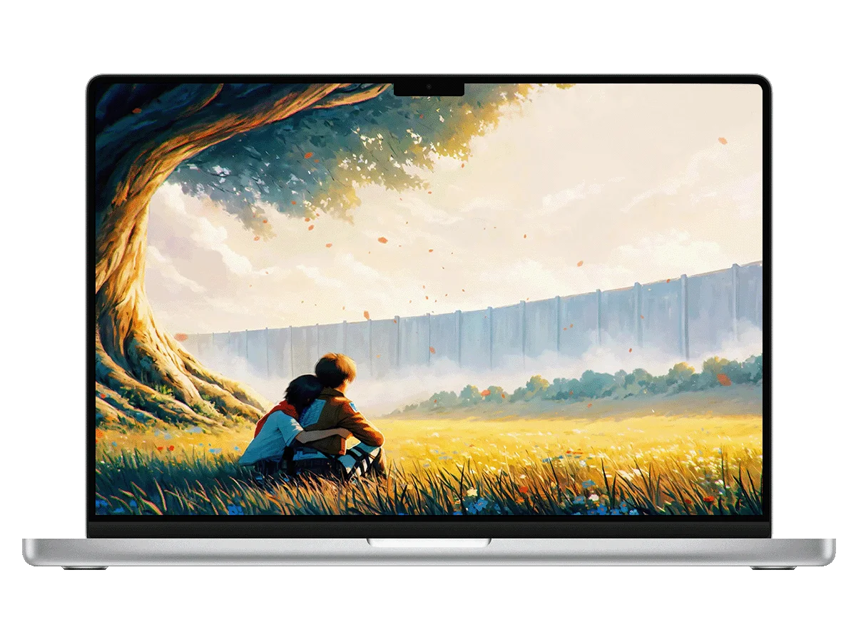 进击的巨人 艾伦 三笠 大树 落叶 草地 高墙 二次元 治愈风 电脑动态壁纸