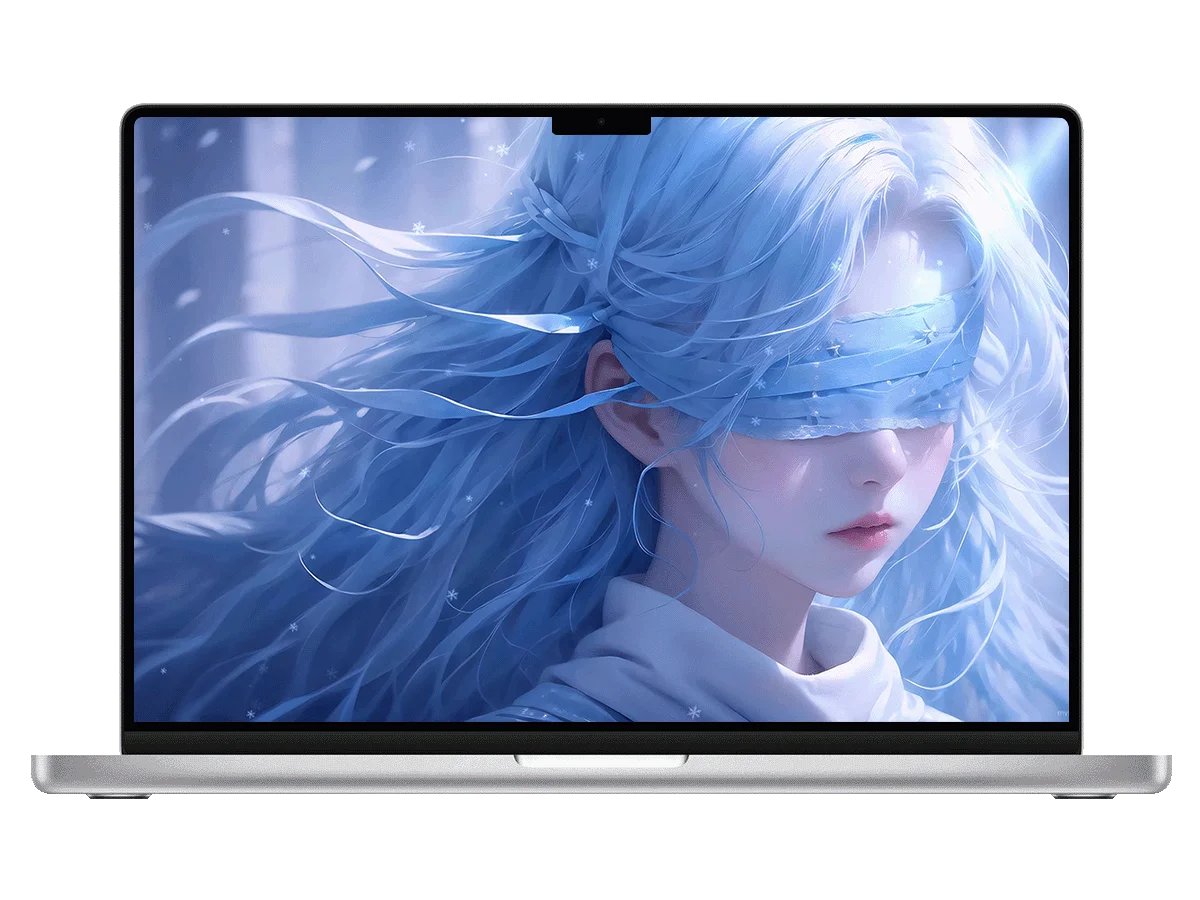 蓝发少女 蒙眼 雪景 树林 二次元 治愈风 空灵感 电脑动态壁纸