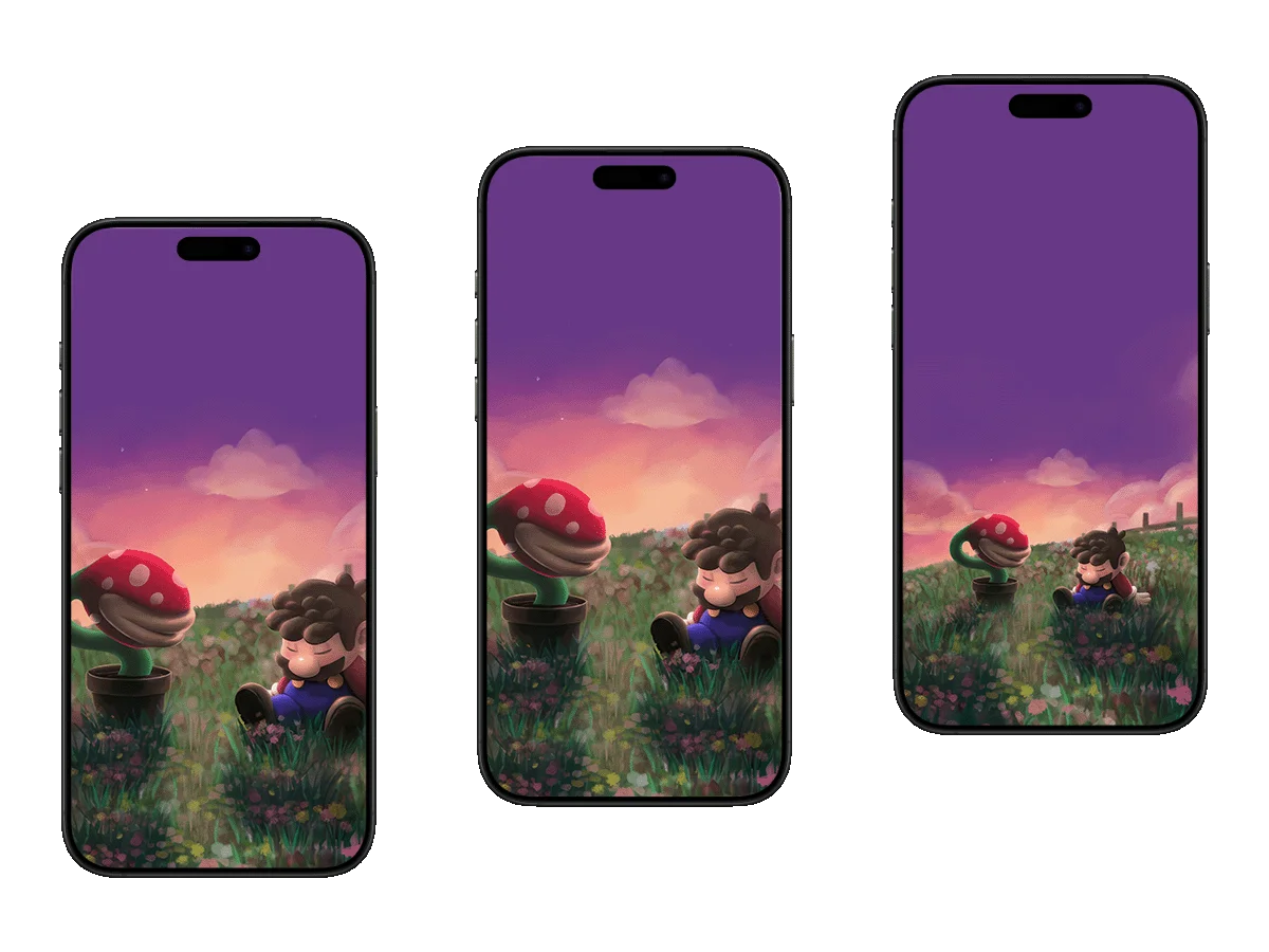 超级马里奥 马里奥 食人花 草地 二次元 童趣风 手机壁纸