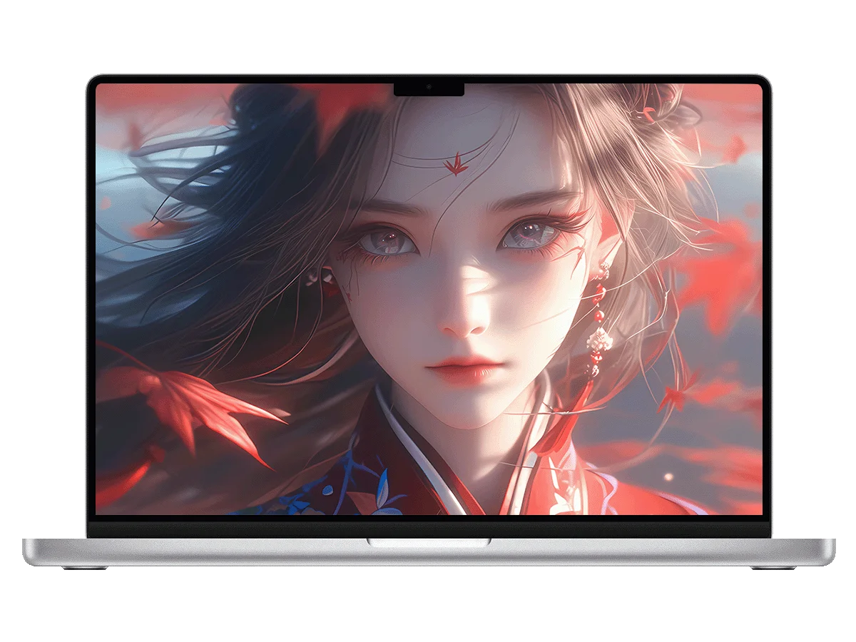 古风少女 枫叶 红衣 二次元 国风 意境美 电脑壁纸