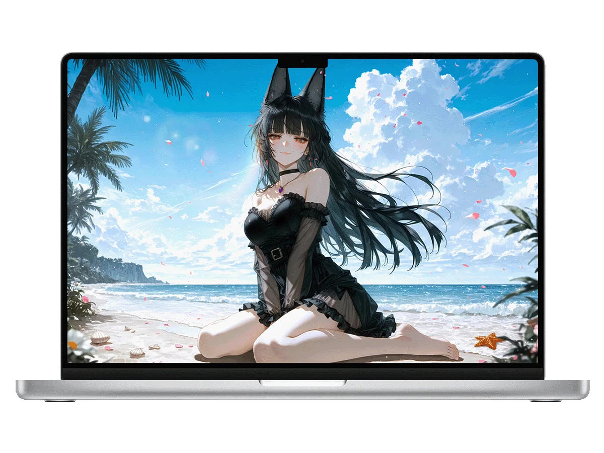 绝区零 星见雅 猫耳 泳装 蓝天 白云 海滩 二次元 明艳风 电脑动态壁纸