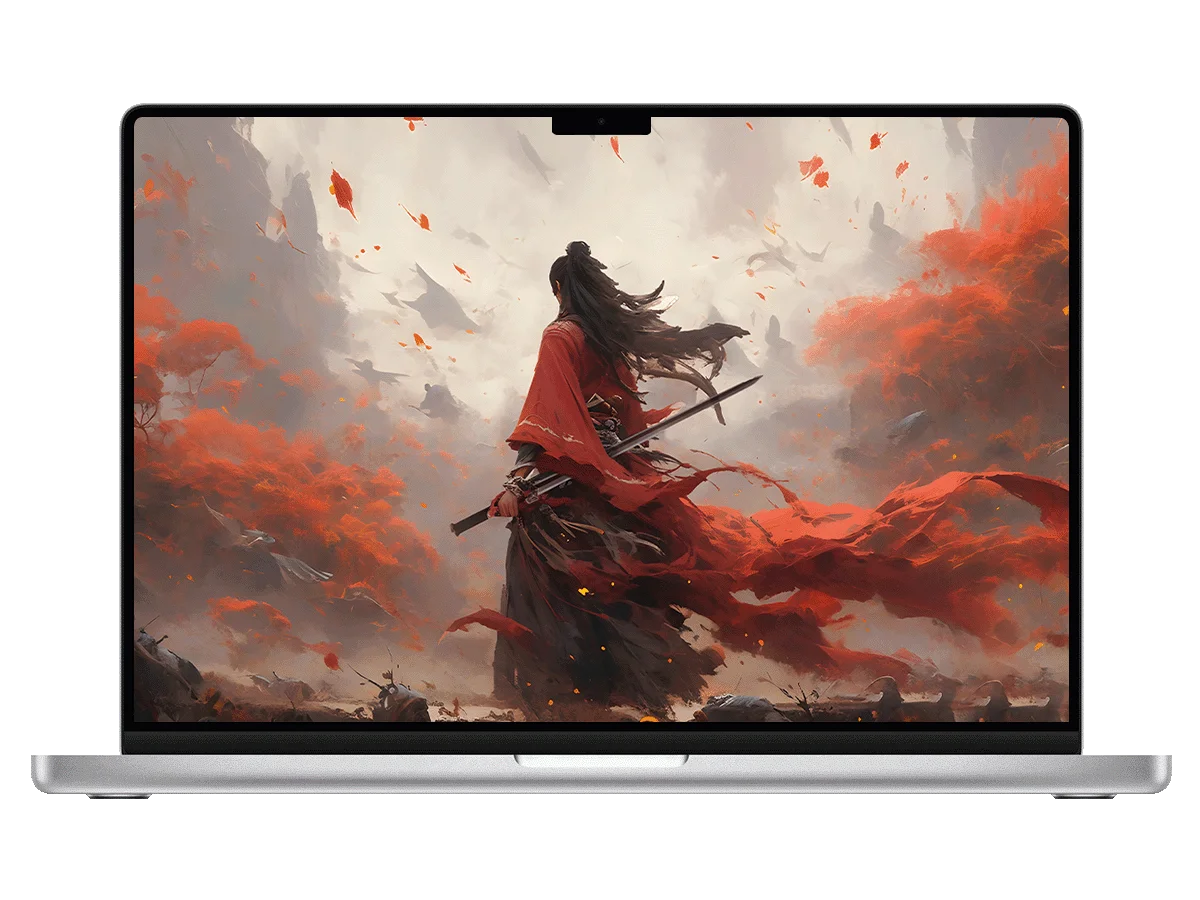 剑来 红衣剑客 长剑 枫叶 古风 二次元 飒爽感 电脑壁纸