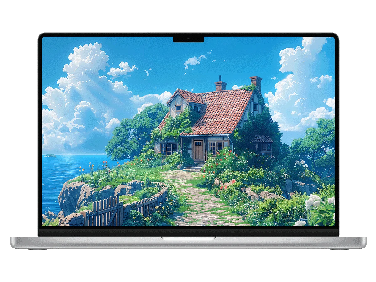 海边小屋 绿植 石径 二次元 治愈风 清新感 电脑壁纸