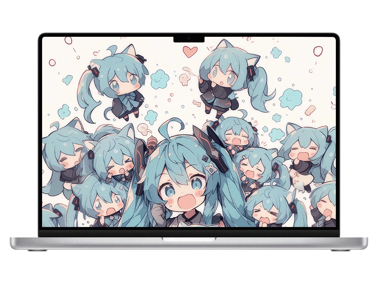 初音未来 Q 版 蓝发 猫耳 二次元 萌系感 电脑壁纸