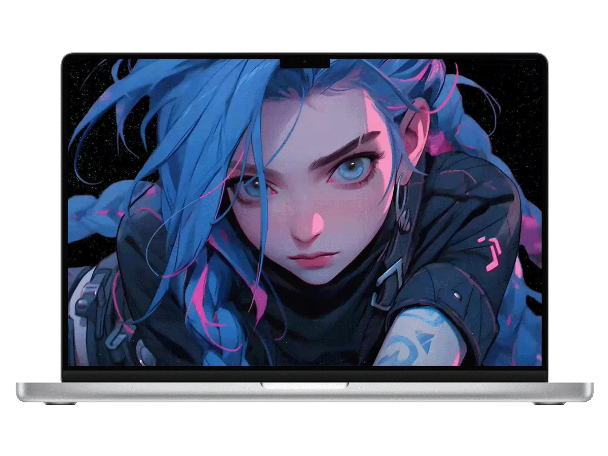 英雄联盟 金克丝 蓝发 黑装 二次元 酷飒感 电脑壁纸