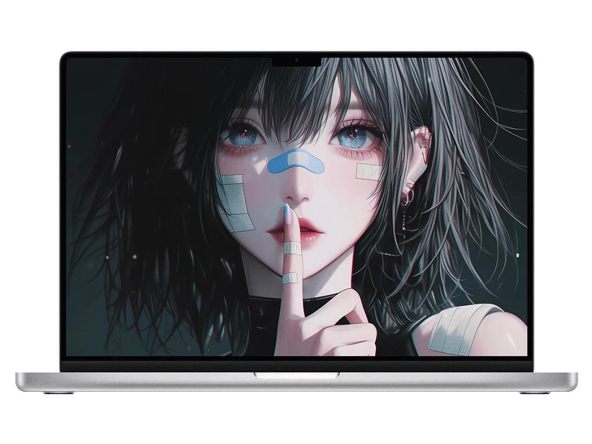 病娇风少女 创可贴 噤声手势 二次元 清冷感 电脑动态壁纸