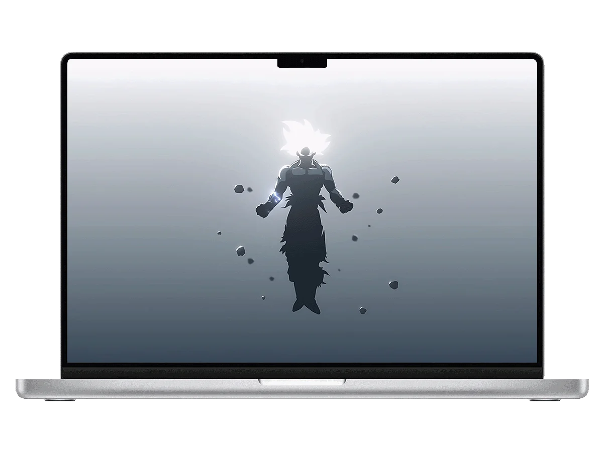 龙珠 悟空 超赛形态 雷电 光影剪影 碎石 二次元 压迫感 电脑动态壁纸