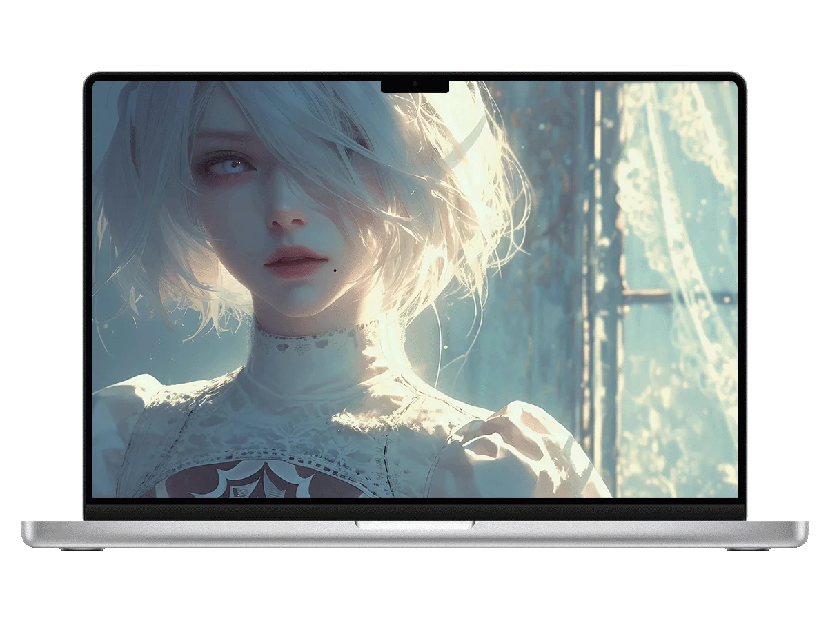 尼尔机械纪元 2B 白发 蕾丝衣 窗畔柔光 二次元 清冷柔美感 电脑动态壁纸