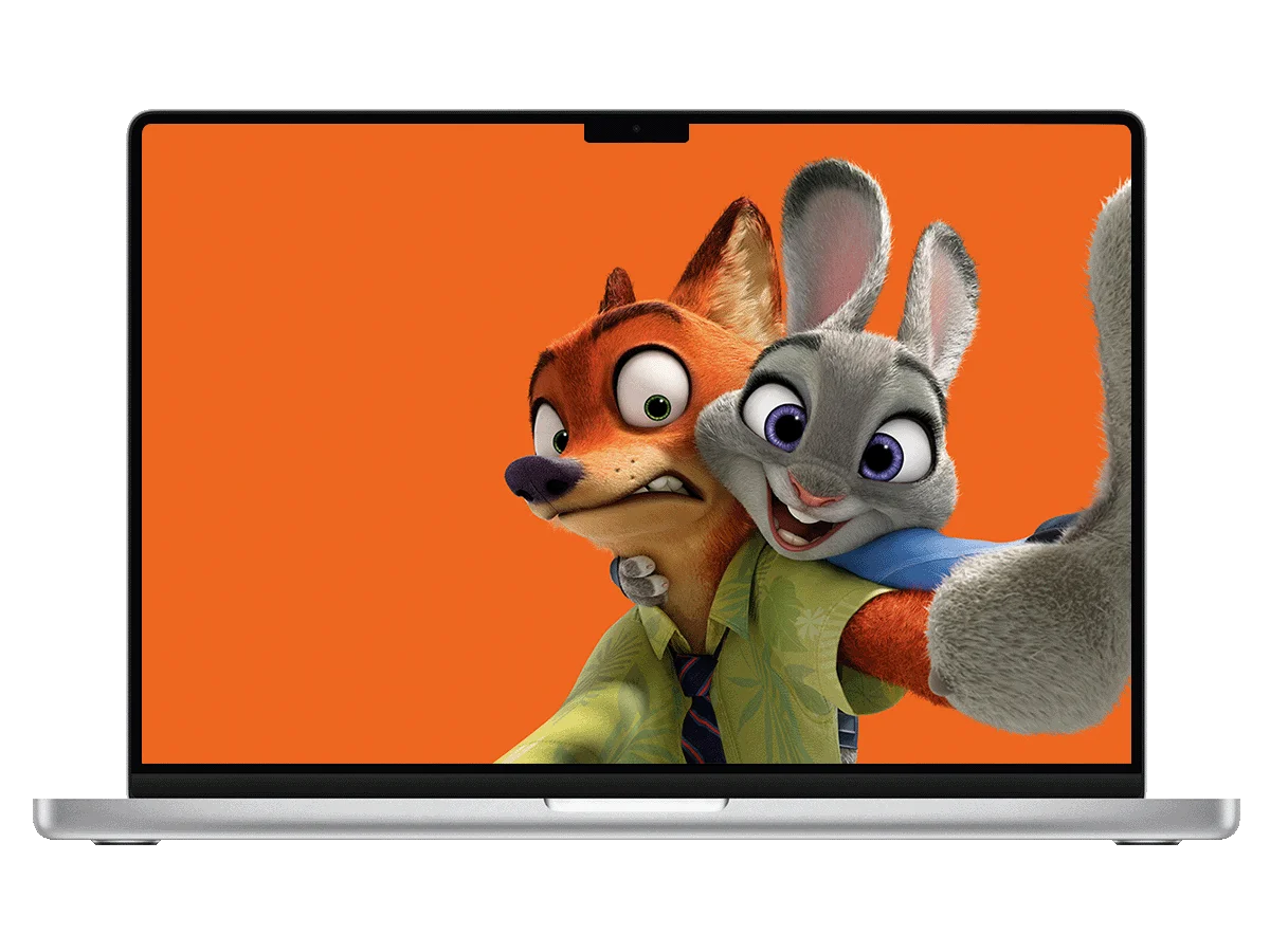 疯狂动物城 朱迪 尼克 自拍 橙背景 反差萌 活泼感 电脑壁纸