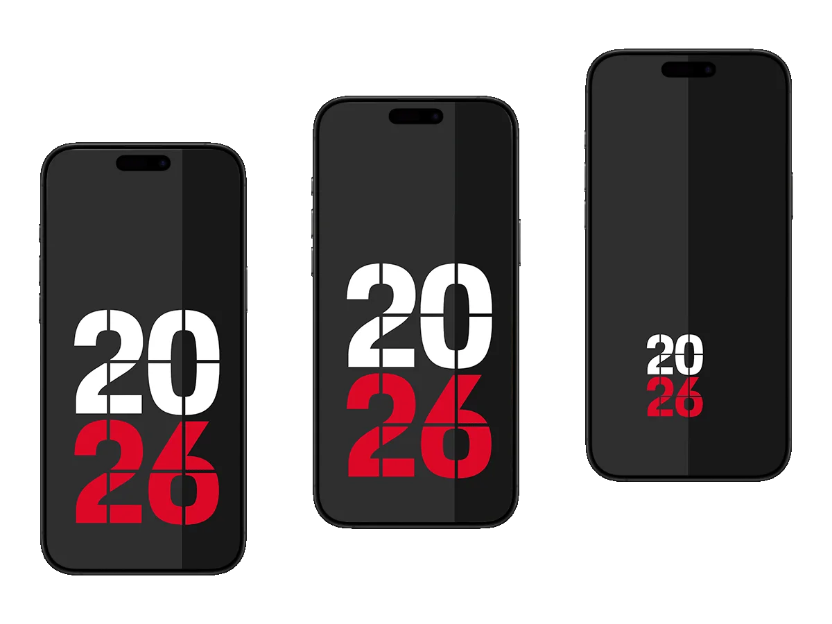 2026 数字设计 黑白红 分割构图 简约风 新年标识感 手机壁纸