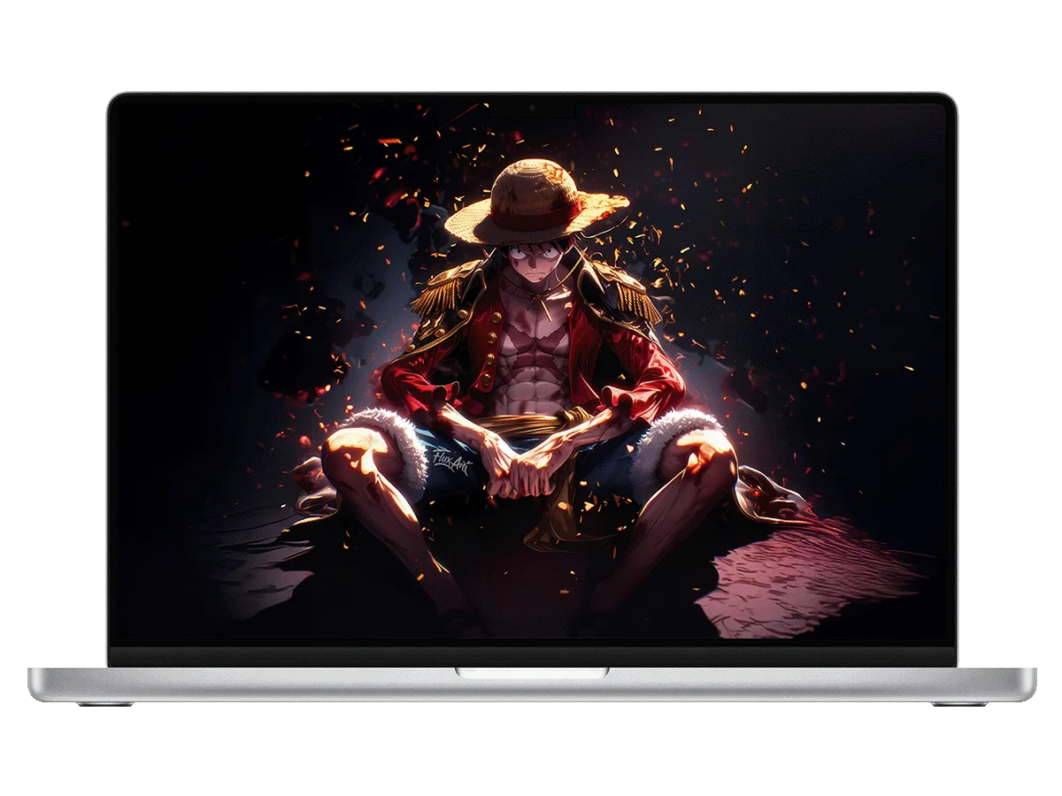 海贼王 路飞 草帽 战损姿态 焰光碎屑 二次元 霸气感 电脑壁纸