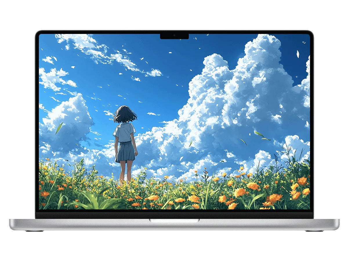 花海 少女 晴空 白云 花瓣 治愈 二次元 清新感 电脑动态壁纸