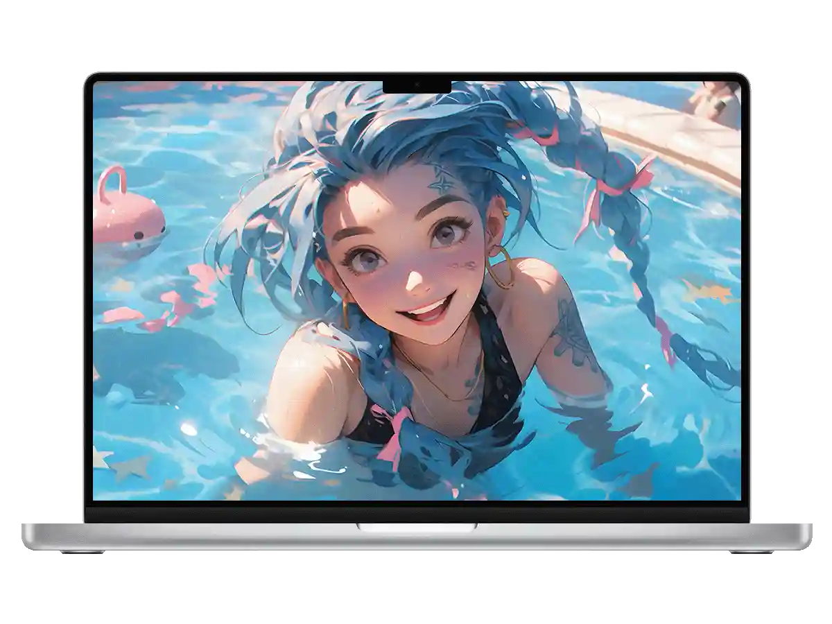 英雄联盟 金克丝 泳池派对 蓝发双辫 夏日活力 元气少女 电脑壁纸