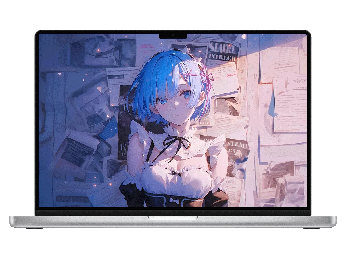 从零开始的异世界生活 雷姆 蓝发女仆 报纸墙 蓝调氛围 温柔浅笑 电脑壁纸