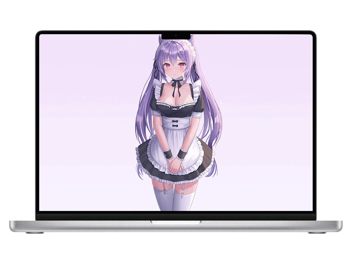 原神 刻晴 紫发双马尾 猫耳女仆装 粉瞳 娇羞感 电脑动态壁纸