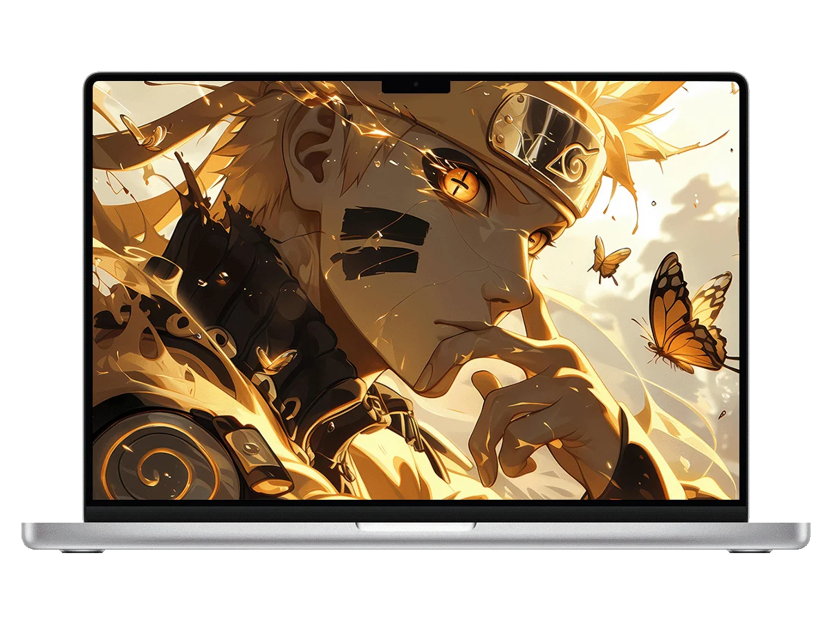 火影忍者 漩涡鸣人 九尾模式 金色查克拉 蝴蝶 热血 电脑壁纸