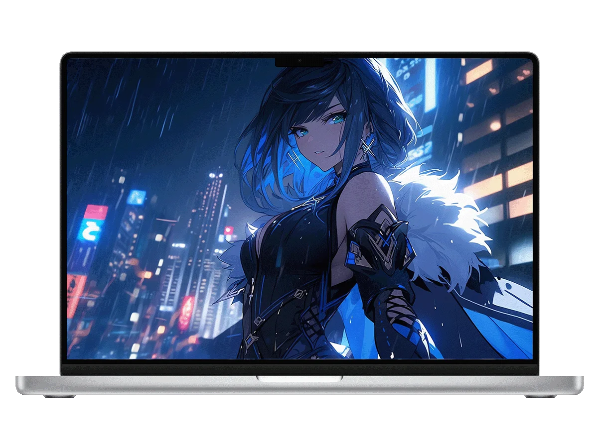 原神 夜兰 雨夜都市 黑蓝短发 御姐气场 赛博光影 电脑壁纸