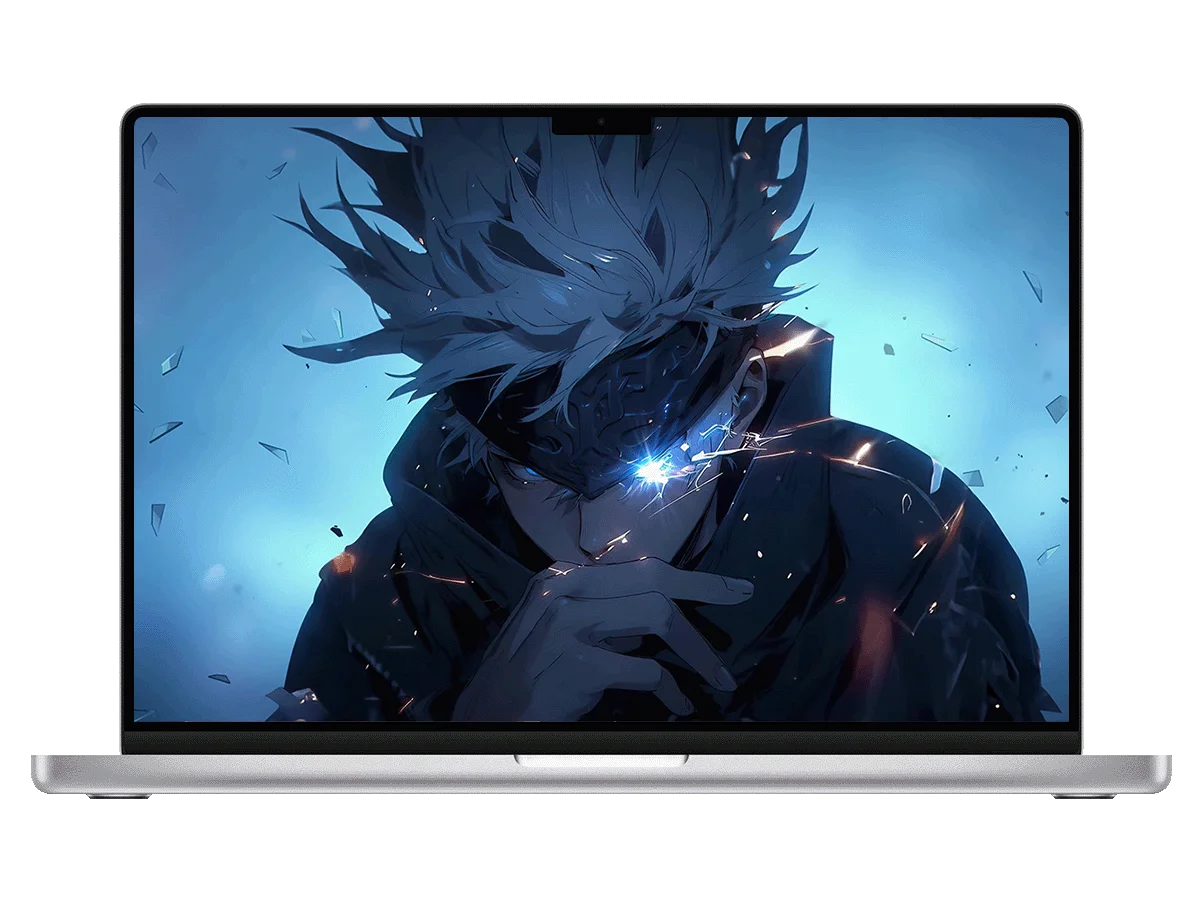 咒术回战 五条悟 眼罩 白发 碎玻璃 蓝光 气场 电脑动态壁纸