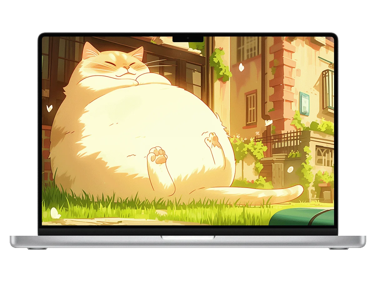 巨型橘猫 躺平 治愈 暖光 街景 慵懒 电脑壁纸