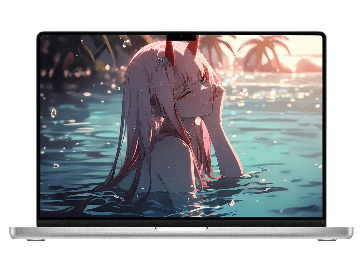 DARLING in the FRANXX 02 零二 泳池 夕阳 粉发 红角 治愈 电脑壁纸
