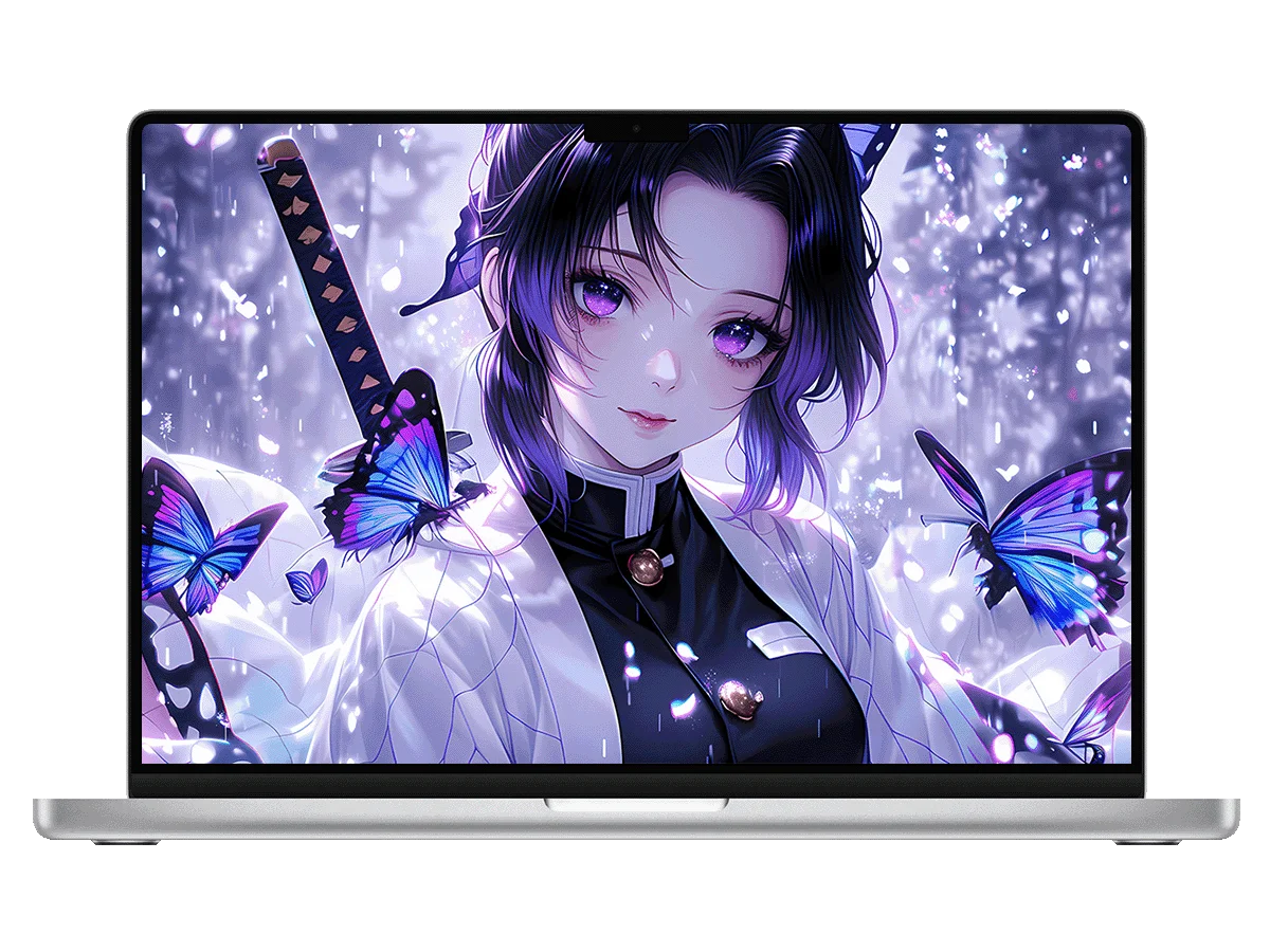 鬼灭之刃 蝴蝶忍 蝴蝶 日轮刀 雨夜 紫瞳 治愈 电脑壁纸