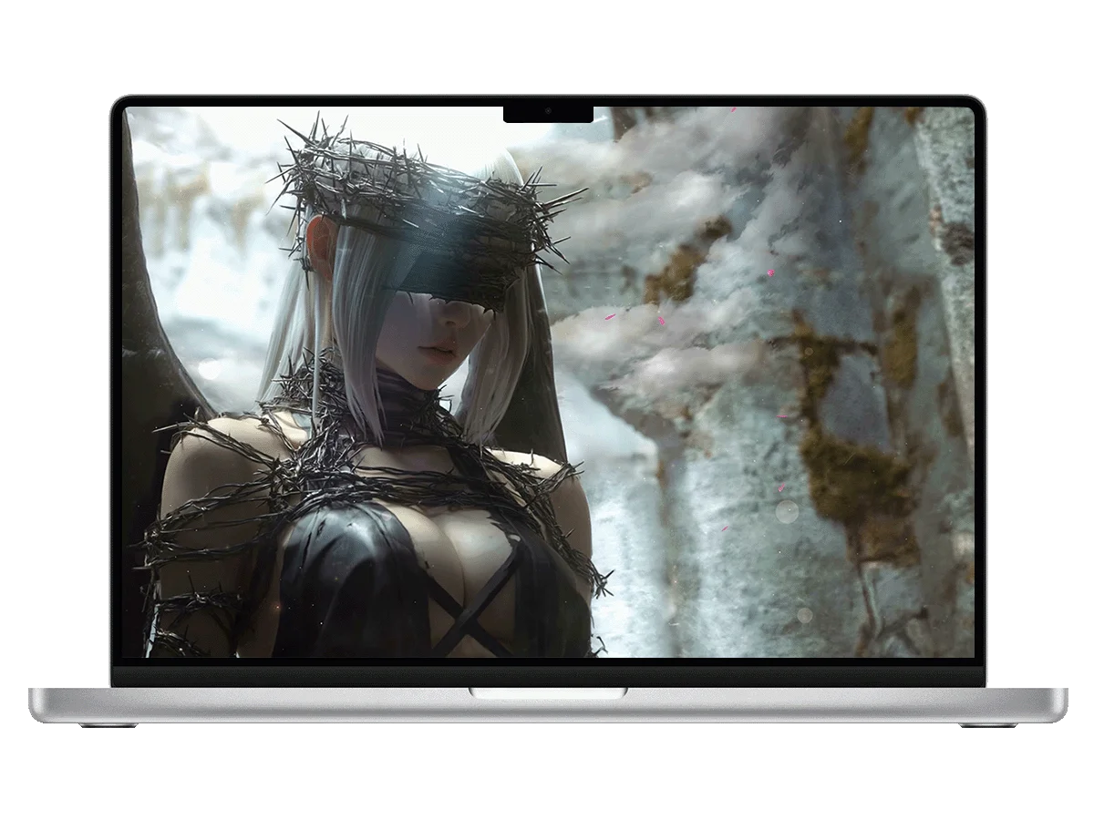 荆棘天使 盲眼 白发 黑羽 暗黑系 唯美 忧伤 救赎 电脑动态壁纸