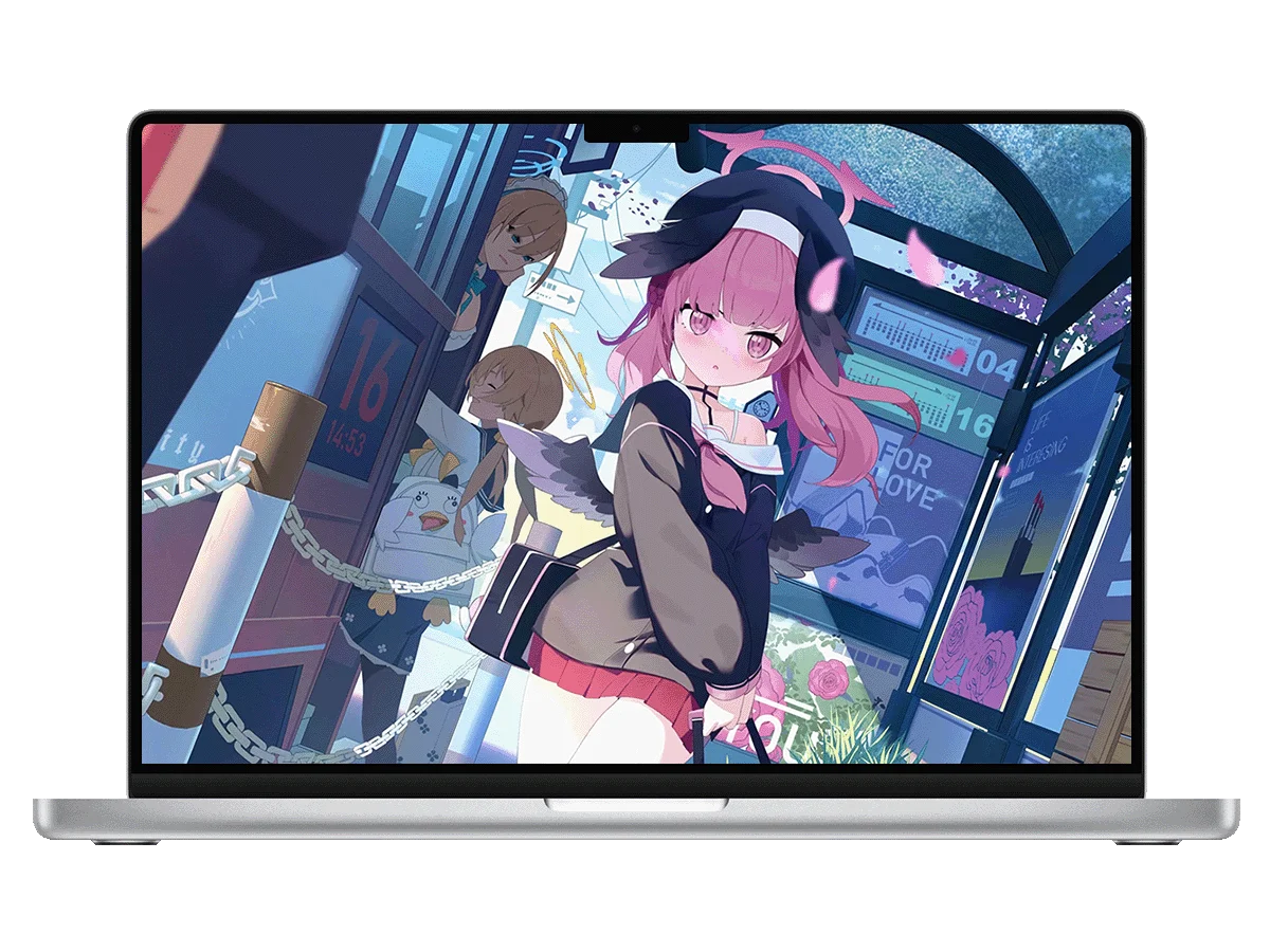 蔚蓝档案 下江小春 公交站 粉发 天使 校服 樱花 都市 电脑动态壁纸