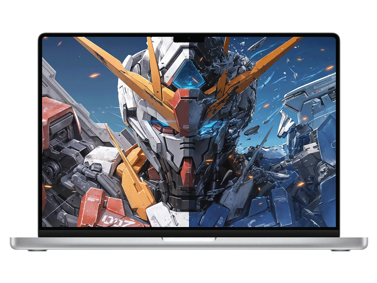 高达 机甲 半破损 红蓝对比 战斗 科幻 电脑壁纸