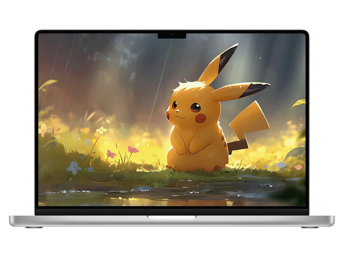 皮卡丘 宝可梦 雨天 治愈 光影 草地 电脑动态壁纸