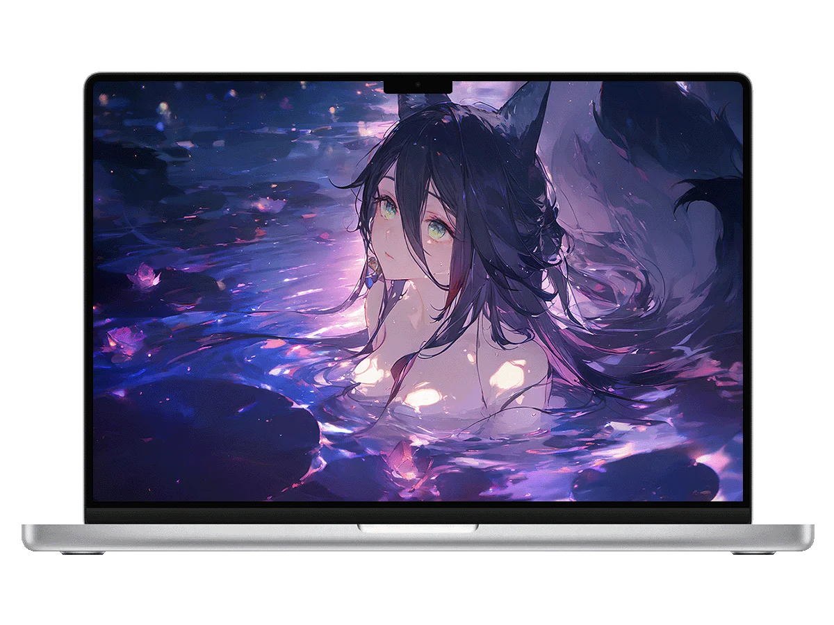 兽耳 狐妖 水中 唯美 紫调 梦幻 光影 电脑壁纸